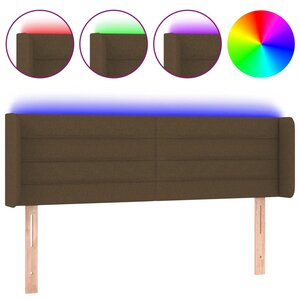 vidaXL Tête de lit à LED Marron foncé 147x16x78/88 cm Tissu