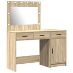 Set de coiffeuse 2 pièces avec LED en bois d'ingénierie chêne Sonoma