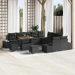 vidaXL Ensemble de canapé de jardin 13 Pièces Noir 90 x 55 x 71 cm