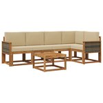vidaXL Ensemble de canapés d'extérieur 6 pc Naturel et Beige