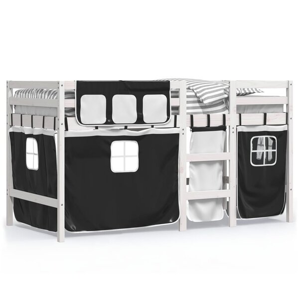 vidaXL Lit mezzanine enfants avec rideaux sans matelas 90x190 cm
