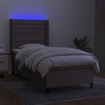 vidaXL Sommier à lattes de lit matelas et LED Taupe 90x200 cm Tissu