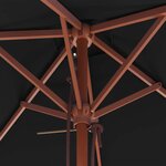 vidaXL Parasol de jardin avec mât en bois noir 150x200 cm