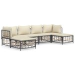vidaXL Salon de jardin 6 Pièces avec coussins anthracite résine tressée