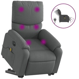 vidaXL Fauteuil inclinable de massage électrique Gris foncé Tissu