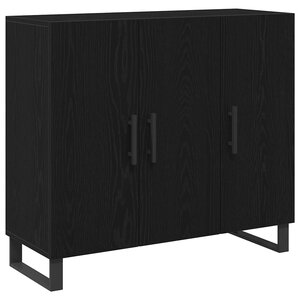 vidaXL Buffet Chêne noir 90 x 34 x 80 cm Bois d'ingénierie