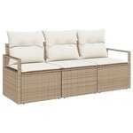 vidaXL Ensemble de canapé de jardin avec coussin 3 Pièces Beige  Crème
