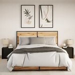 vidaXL Armoires de chevet et lumières LED 2 Pièces noir bois d'ingénierie