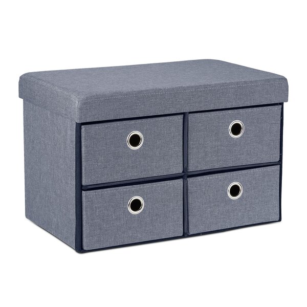 Banquette pliable multifonction pratique avec rangement 120 x 40 x 45 cm en tissu gris 13_0011162