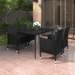 vidaXL Mobilier à dîner de jardin coussins 5 Pièces Résine tressée Verre