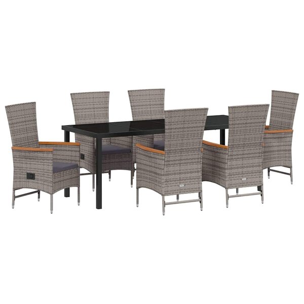 vidaXL Ensemble de salle à manger pour jardin 7 pc Gris
