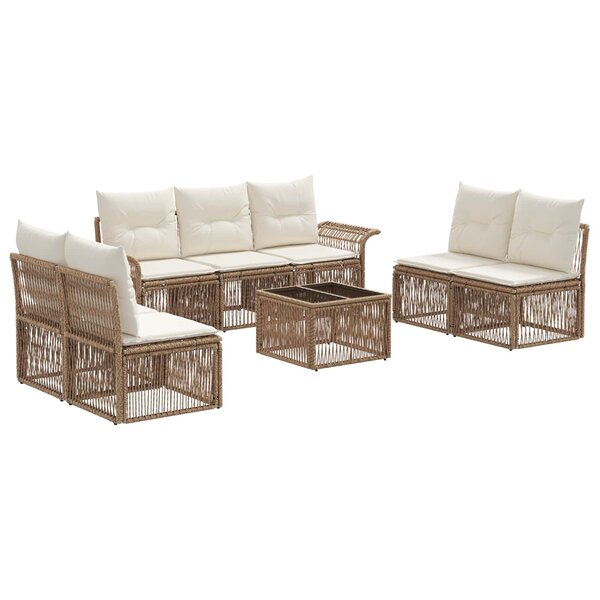 vidaXL Ensemble de canapé de jardin 8 Pièces Beige polyrotin