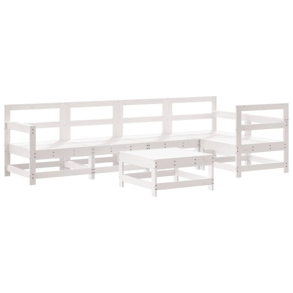 vidaXL Salon de jardin 6 Pièces Blanc Bois de pin massif