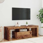 vidaXL Meuble TV avec lumières LED vieux bois bois d'ingénierie