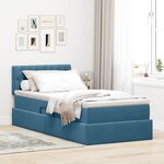 vidaXL Lit de Rangement avec matelas Bleu foncé 90 x 200 cm Velours