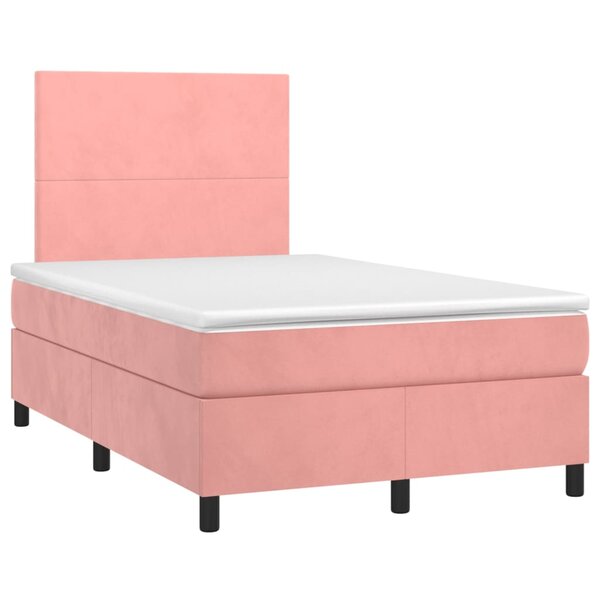 vidaXL Sommier à lattes de lit avec matelas rose 120x190 cm velours