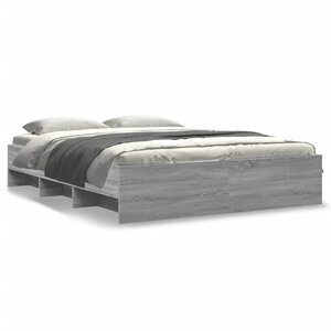 vidaXL Cadre de lit sans matelas sonoma gris 150x200 cm