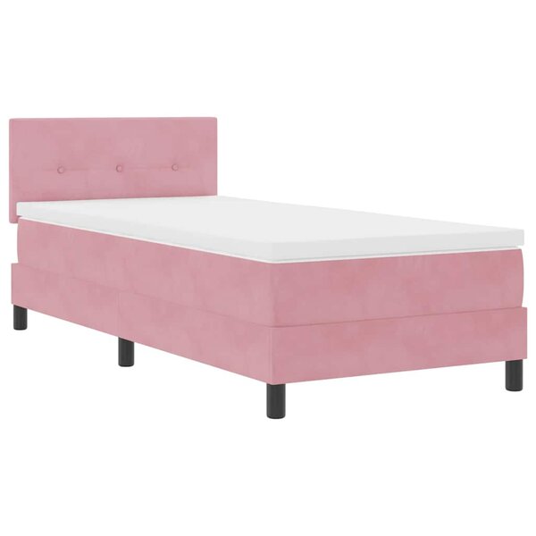 vidaXL Lit à ressorts avec tête de lit Rose 90 x 200 cm Velours