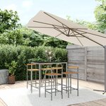 vidaXL Ensemble de bar jardin 5 Pièces gris poly rotin/bois massif acacia