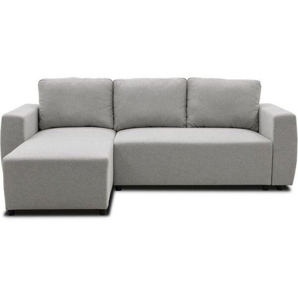 Canapé d'angle convertible réversible 3-4 places - PHARELL - Tissu souris - Coffre de rangement - 224 x 155 x 85 cm