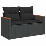 vidaXL Salon de jardin 6 Pièces avec coussins noir résine tressée
