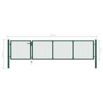 vidaXL Portillon Acier 350x75 cm Vert