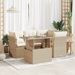 vidaXL Salon de jardin avec coussins 5 Pièces beige résine tressée