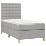 vidaXL Sommier à lattes de lit et matelas Gris clair 90x190 cm Tissu