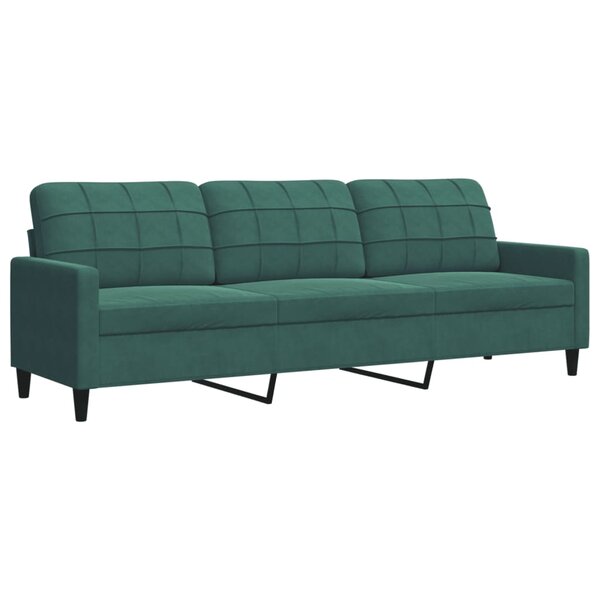 vidaXL Canapé à 3 places Vert foncé 210 cm Velours