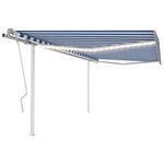 vidaXL Auvent manuel rétractable avec LED 4x3 m Bleu et blanc