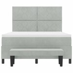 vidaXL Lit Box Spring avec Matelas & Banc Gris Clair 140x200 cm Velours