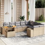 vidaXL Salon de jardin avec coussins 10 Pièces beige résine tressée