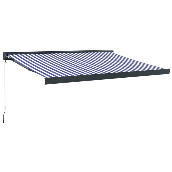 vidaXL Auvent rétractable bleu et blanc 3 5x2 5 m tissu et aluminium