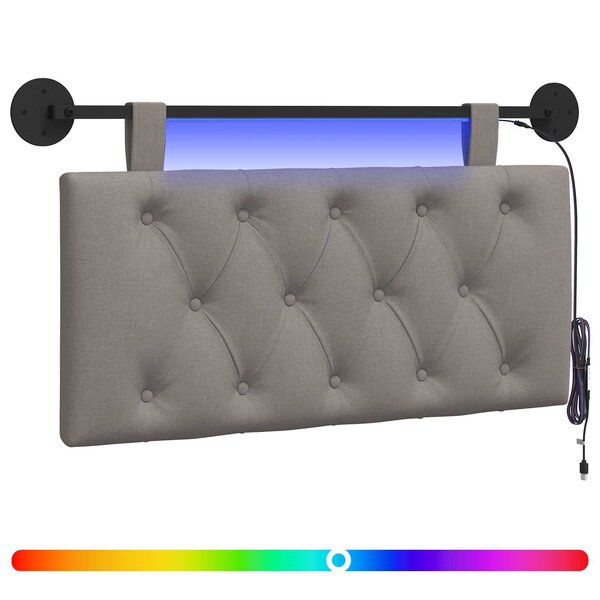 vidaXL Tête de lit suspendue Taupe Tissu
