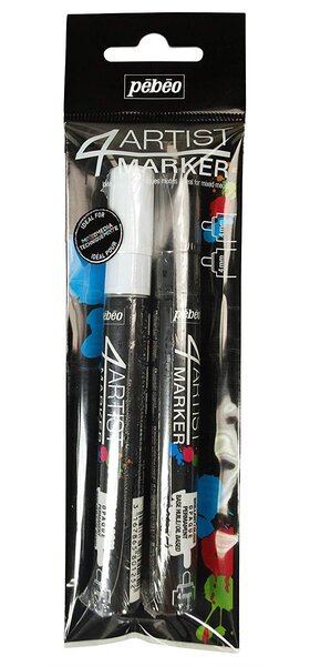 4 Artist Marker : Set de 2 marqueurs Peinture Noir/Blanc PÉBÉO