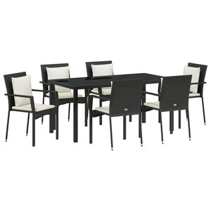 vidaXL Ensemble de salle à manger pour jardin 7 Pièces Noir polyrotin