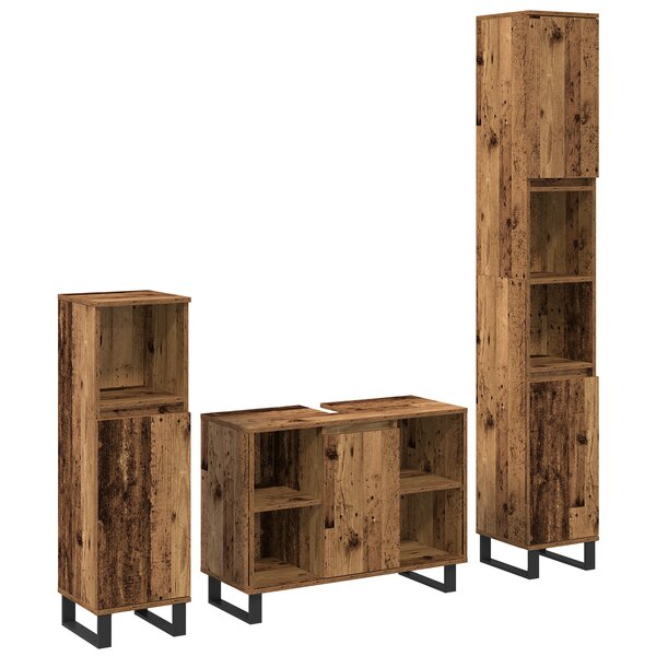 vidaXL Ensemble de meubles de salle de bain 3 pièces en bois ancien