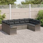 vidaXL Ensemble de canapé de jardin avec stockage 9 Pièces Gris polyrotin