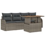 Ensemble de Canapés de Jardin de 5 Pièces avec Coussins Gris Poly Rattan