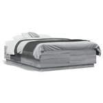 vidaXL Cadre de lit sans matelas sonoma gris 135x190 cm