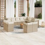 vidaXL Salon de jardin avec coussins 13 Pièces beige résine tressée
