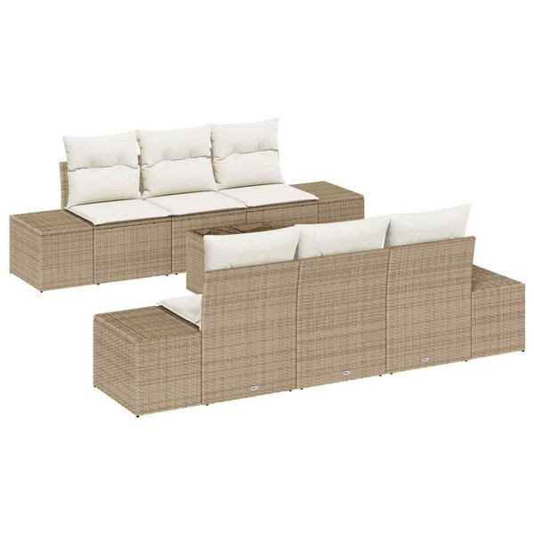 vidaXL Ensemble de canapé de jardin avec coussin 7 Pièces Beige et crème
