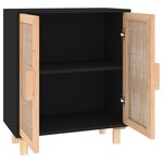 vidaXL Buffet Noir 60x30x70 cm Bois de pin massif et rotin naturel