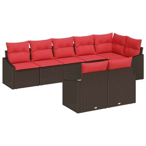 vidaXL Ensemble de Canapés avec coussin 8 Pièces Marron polyrotin