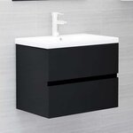 vidaXL Armoire d'évier avec lavabo intégré noir bois d'ingénierie