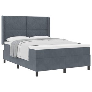 vidaXL Lit à ressorts avec matelas Gris foncé 140 x 190 cm Velours