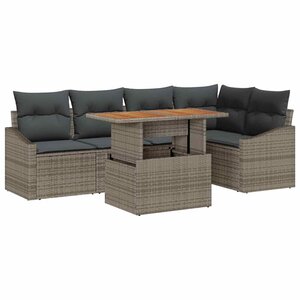 vidaXL Ensemble de canapé de jardin 6 Pièces Gris Poly rotin