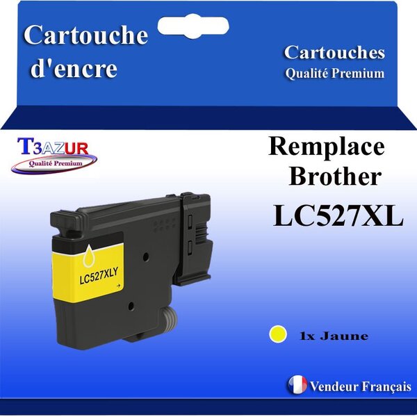 T3AZUR - Toner compatible avec Brother MFC-J6960DW  MFC-J6975DW  MFC-J6977DW remplace Brother LC527 XL Jaune