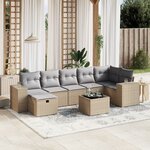 vidaXL Salon de jardin avec coussins 8Pièces mélange beige résine tressée