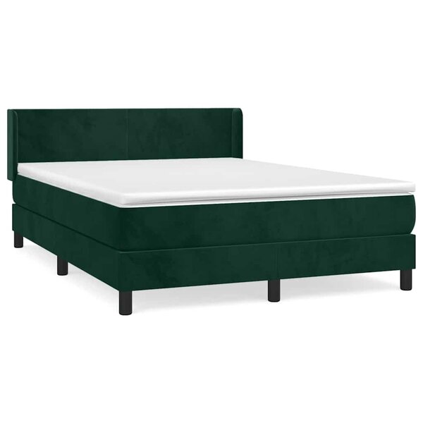 vidaXL Sommier à lattes de lit et matelas Vert foncé 140x190cm Velours
